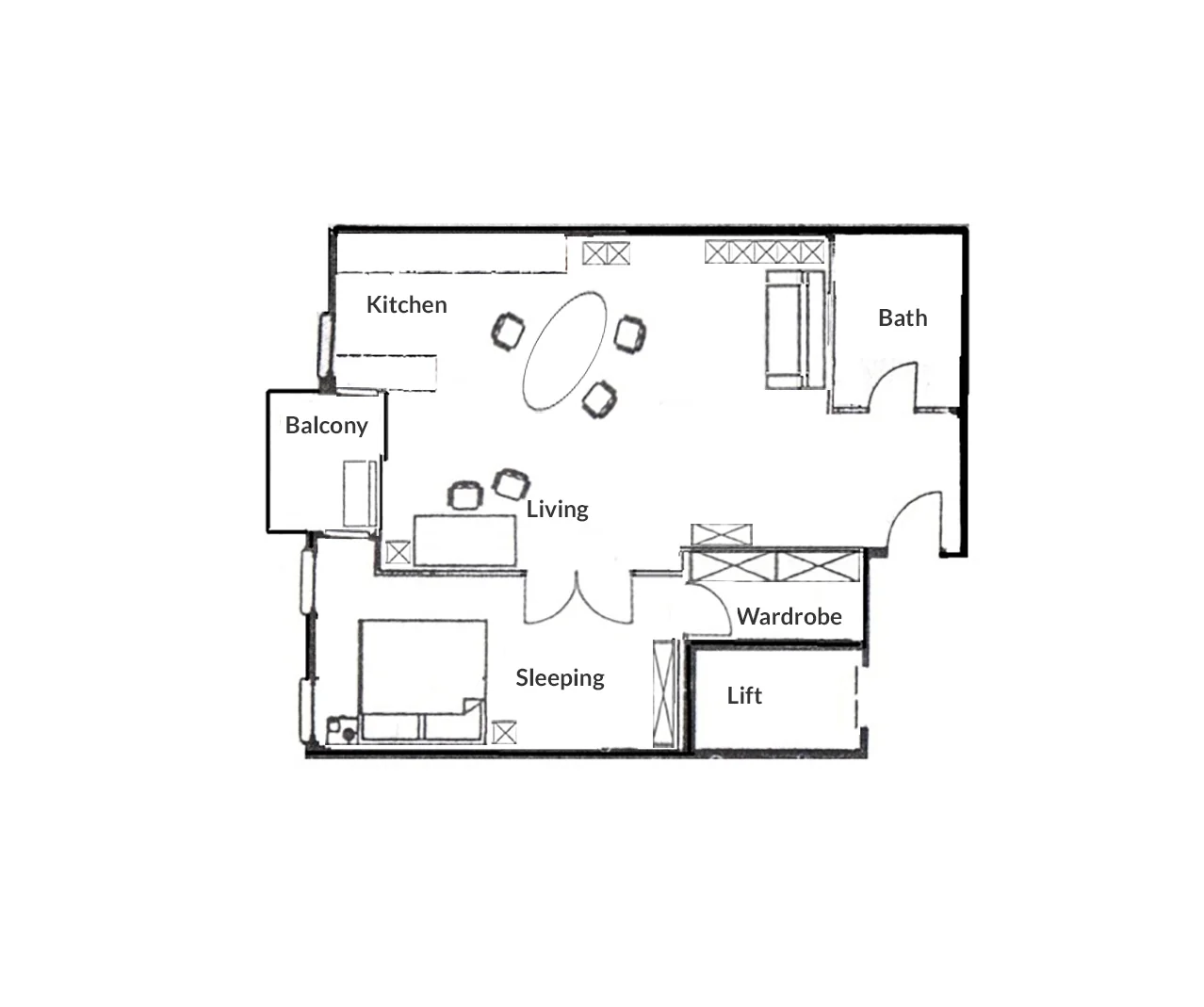 ADA36 Studio - Grundriss der 72m² Wohnung in Kreuzberg, Berlin